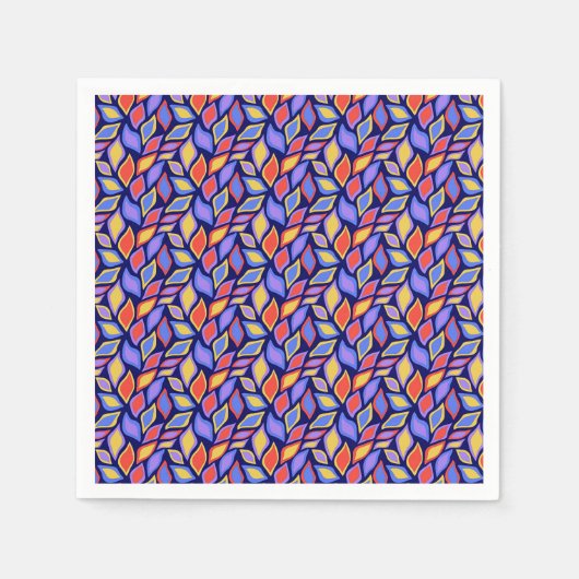 リーフカラフルパターンパーティーナプキン スタンダードカクテルナプキン (正面)