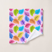 リーフカラフルパターン バスタオルセット (ウォッシュタオル)