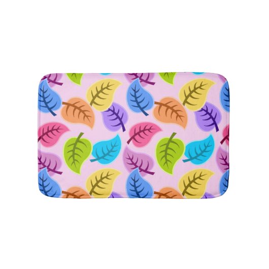 リーフカラフルパターン バスマット (正面)