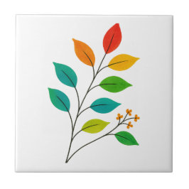 リーフカラフルブランチイラストレーション タイル