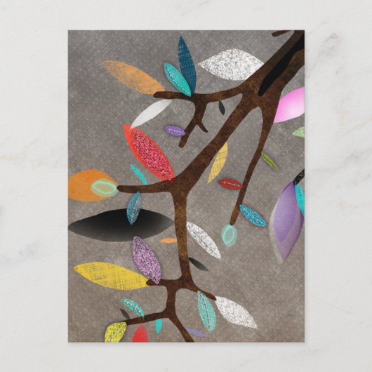 リーフカラフルブランチフローラはがき ポストカード (正面)