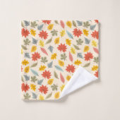 リーフカラフル秋パターン バスタオルセット (ウォッシュタオル)