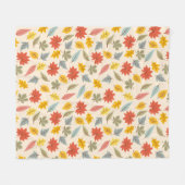 リーフカラフル秋パターン フリースブランケット (正面(横))