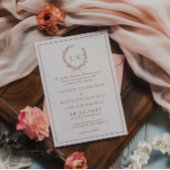 リーフクレストテラコッタ&クリームQrコード結婚ズ 招待状