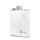 リーフグエレガントレーの水色パーソナライズされた名 フラスク (左)