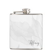 リーフグエレガントレーの水色パーソナライズされた名 フラスク (正面)