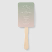 リーフグラデーショングリーンとピンク結婚の式プログラム ハンドファン (正面)