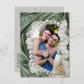 リーフグリーンシルク&アイボリーパール保存日 案内ポストカード (正面/裏面)