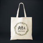 リーフスクリプトトート |名前を付けたミセスパーソナライズされたズ トートバッグ<br><div class="desc">未来のミセスのための完璧な贈り物。</div>