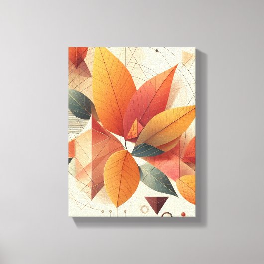 リーフスタイリッシュおよび幾何学的パターン キャンバスプリント (正面)