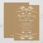 リーフスタイリッシュフローリッシュブライダルシャワー 招待状 (正面/裏面)