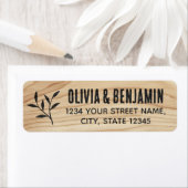 リーフスタイリッシュ素朴ウッドグレインブラック差出人住所 ラベル (インサイチュ)