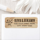 リーフスタイリッシュ素朴ウッドグレイン茶色差出人住所 ラベル (インサイチュ)