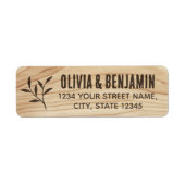 リーフスタイリッシュ素朴ウッドグレイン茶色差出人住所 ラベル (正面)