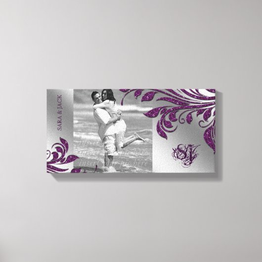 リーフスパークルプリント写真テンプレートパープル葉ズ キャンバスプリント (正面)