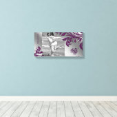 リーフスパークルプリント写真テンプレートパープル葉ズ キャンバスプリント (インサイチュ (ウッドフロア))