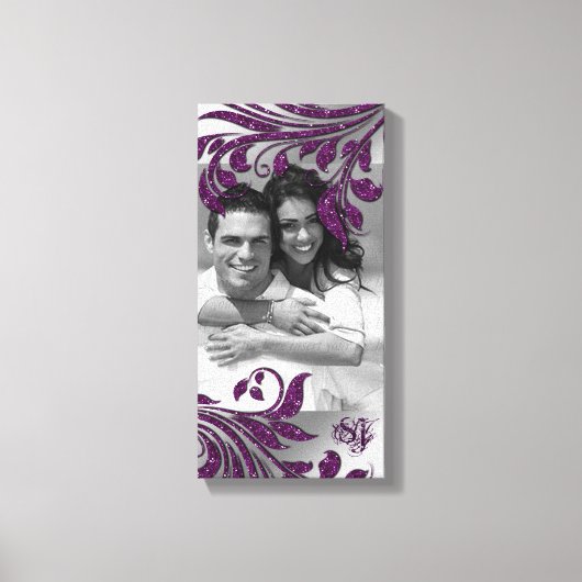 リーフスパークル結婚のプリント紫離れの縦型 キャンバスプリント (正面)