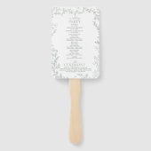 リーフセージグリーンモノグラムエレガント結婚式 プログラム ハンドファン (裏面)