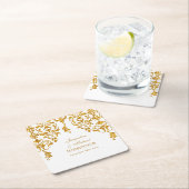 リーフダマスクアールヌーボーグリッター披露宴デコール スクエアペーパーコースター (インサイチュ)