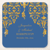 リーフダマスクアールヌーボーグリッター披露宴デコール スクエアペーパーコースター (正面)