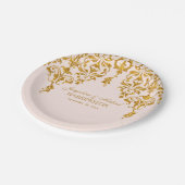 リーフダマスクアールヌーボーグリッター披露宴デコール ペーパープレート (アングル)