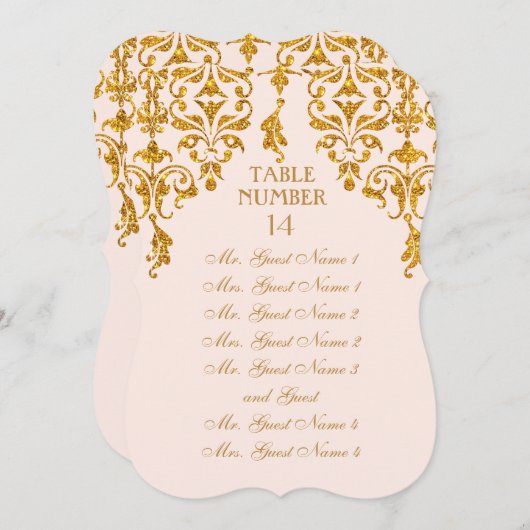 リーフダマスクアールヌーボーテーブル座席表 招待状 (正面/裏面)