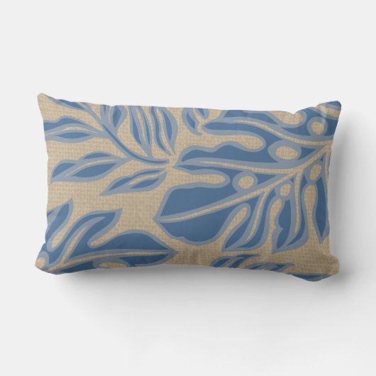 リーフティキインジゴブルーハワイアントロピカルリバーシブル アウトドアクッション (裏面)