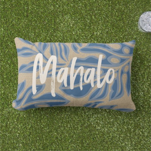 リーフティキインジゴブルーハワイアントロピカルリバーシブル アウトドアクッション (芝生)