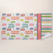 リーフドストライプのット名前をカスタムするパターントレンディー ビーチタオル (正面)