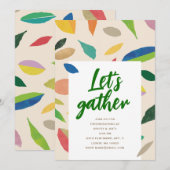 リーフドロップクリームパーティー招待状 招待状 (正面/裏面)