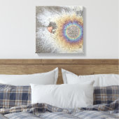 リーフハートとレインボーキャンバスアート キャンバスプリント (インサイチュ (寝室))