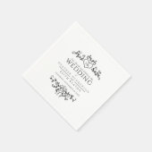 リーフハートアートモノグラム黒結婚と白 スタンダードカクテルナプキン (角)