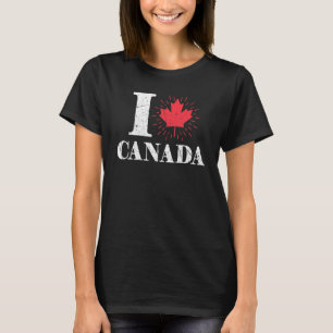 リーフハートカナダデイメープルリーフ誇りを持ったカナダロー Tシャツ