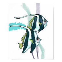 リーフバンナーフィッストライプのク、水中の動物