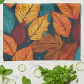 リーフパターン秋自然カラフル紅葉 キッチンタオル (折り畳み)