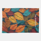 リーフパターン秋自然カラフル紅葉 キッチンタオル (横)
