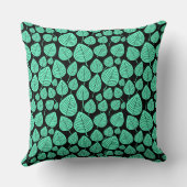 リーフパターン02 -ターコイズ(黒) クッション (裏面)