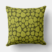 リーフパターン02 – ダークオリーブのバナナイエロー クッション (裏面)