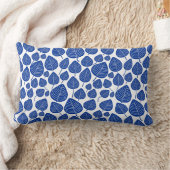 リーフパターン02 – ネイビー（白） ランバークッション (ブランケット)