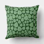 リーフパターン02 – 暗い森の緑の色あせた緑 クッション (裏面)