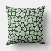リーフパターン02 – 濃い緑の上の白 クッション (裏面)