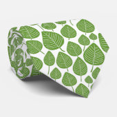 リーフパターン02 – 白にアボカドグリーン ネクタイ (ロール)