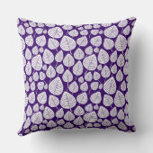 リーフパターン02 – 白オン深い紫 クッション (裏面)