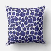 リーフパターン02 - 白地に濃いネイビー クッション (裏面)