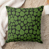 リーフパターン02 – 黒にアボカドグリーン クッション (ブランケット)