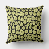 リーフパターン02 – 黒のチョークイエロー クッション (裏面)