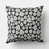 リーフパターン02 - 黒地に白 クッション (裏面)