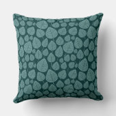 リーフパターン02 - Dkモスグリーン上の海グリーン クッション (裏面)