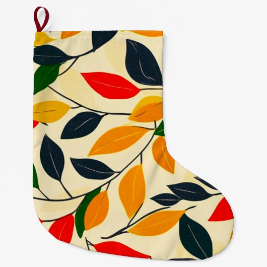 リーフパターン ラージクリスマスストッキング (正面)