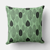 リーフパターン – 暗い緑の上に黒 クッション (裏面)